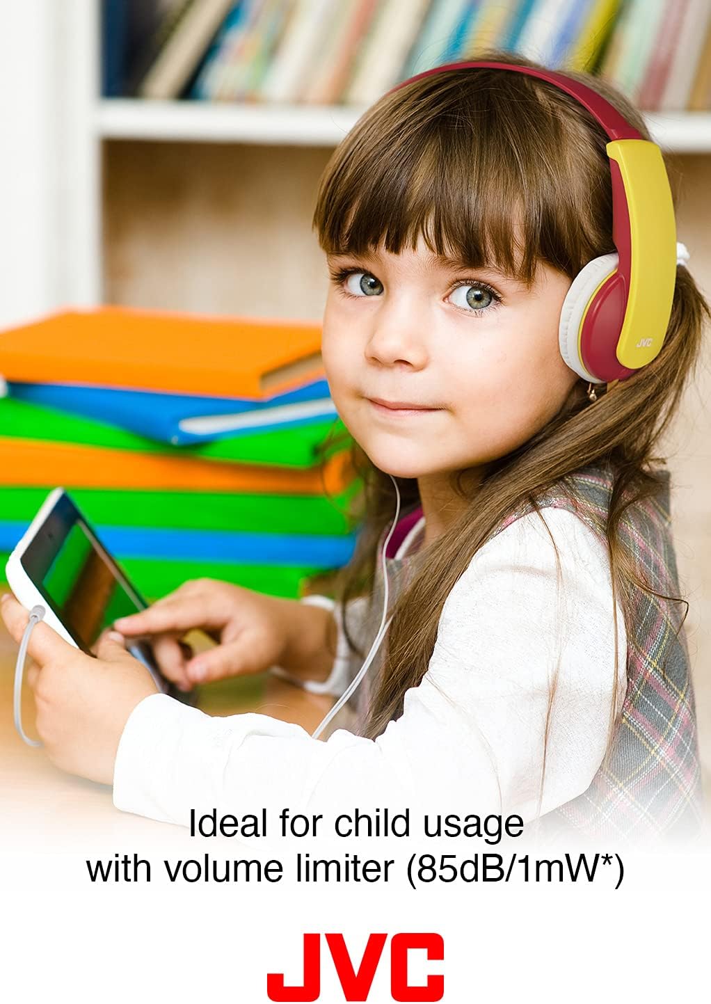 JVC HA-KD5-R-E - Kinder Stereo Kopfhörer mit reduzierter Lautstärke (85dB/1mW), ab 3 Jahre Rot, Rot