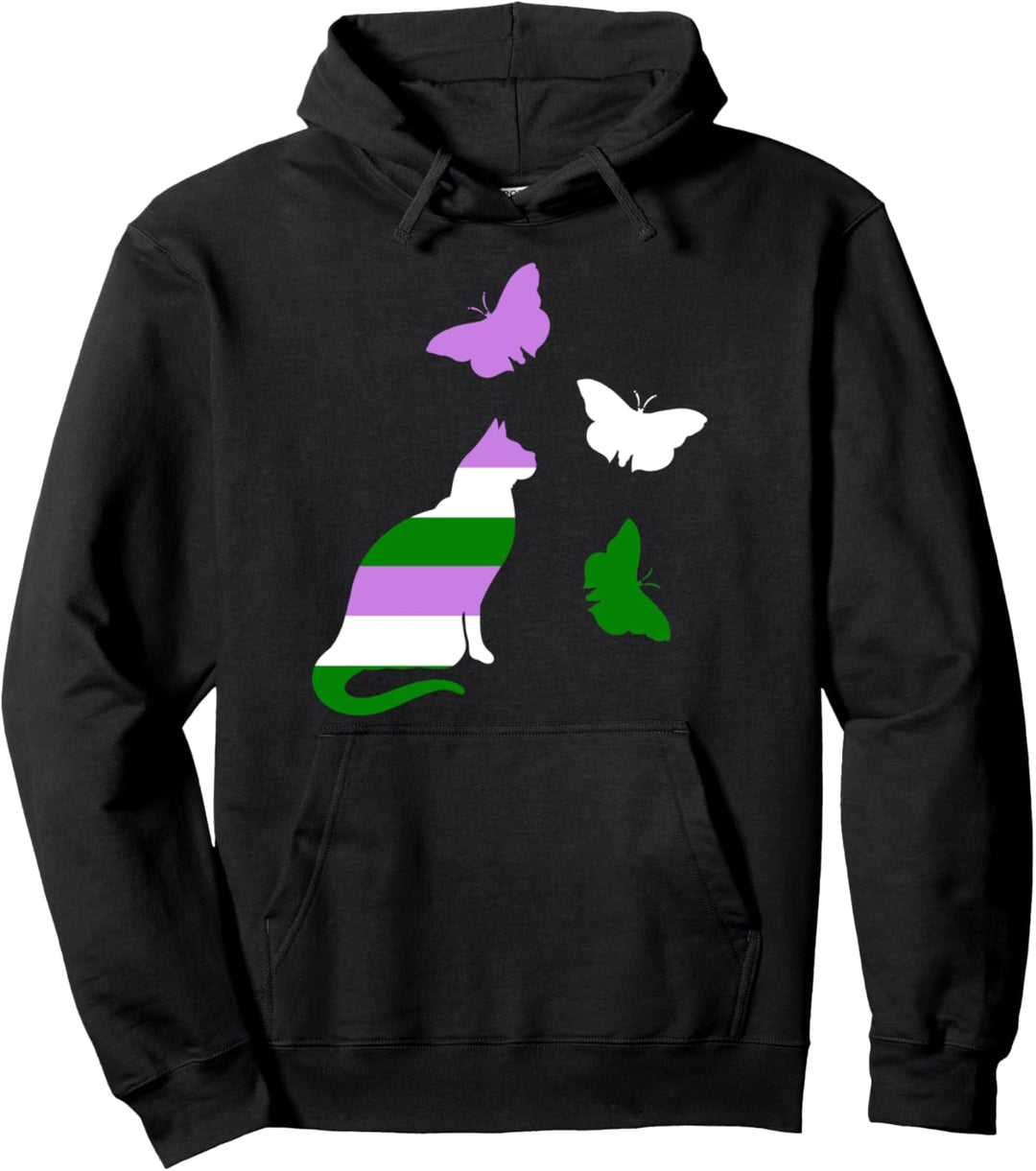 Genderqueer Stolz Katze Genderqueer Flagge Farben Pullover Hoodie