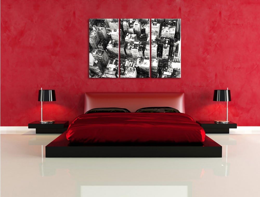 Pixxprint New York City von Oben Kohle Effekt 3-Teiler Leinwandbild 120x80 Bild auf Leinwand