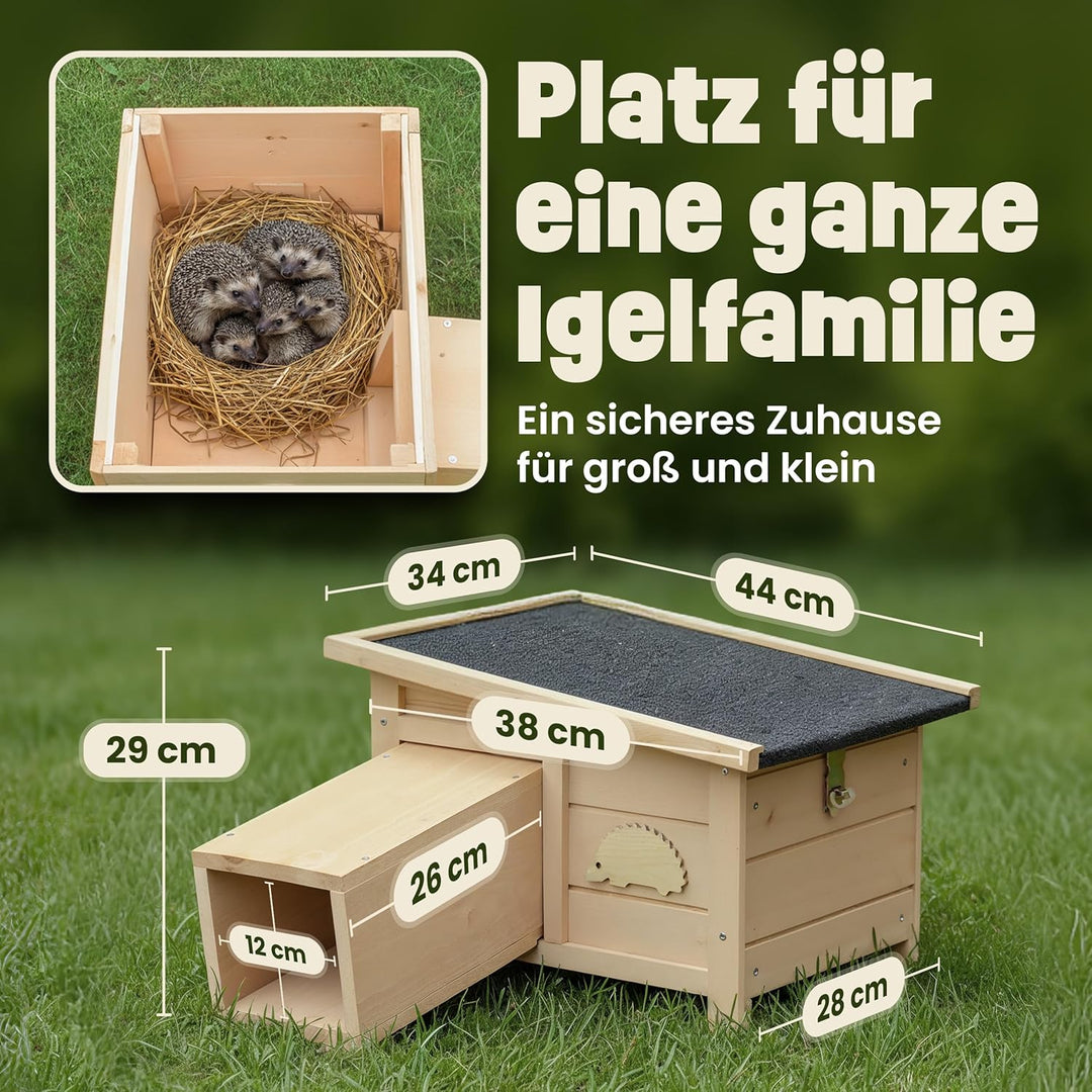 zooprinz Igelhaus Winterfest mit Boden – sicheres Outdoor Igelhotel für den Garten, wetterfestes Hol