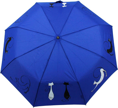 Doppler Mini Taschenschirm Auf-Zu-Automatik Cats Friends - Blue, Blue
