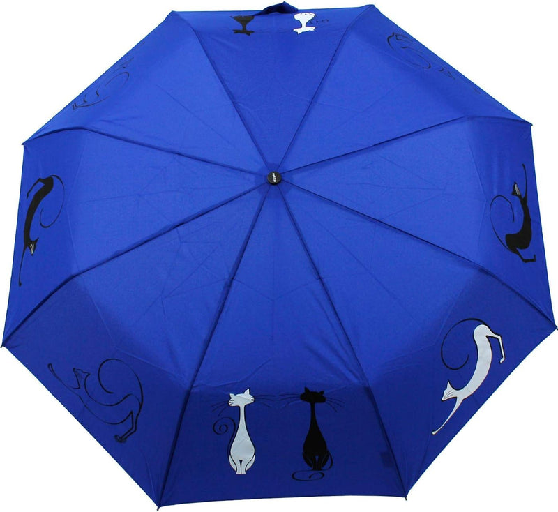 Doppler Mini Taschenschirm Auf-Zu-Automatik Cats Friends - Blue, Blue