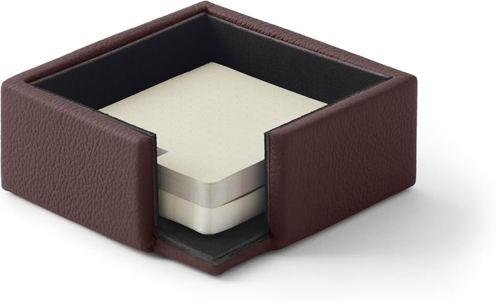 Eglooh - Atena - Notizzettel Box Echtes Leder Dunkel Braun - Zettelbox, Notizklotz, Zettelkasten für
