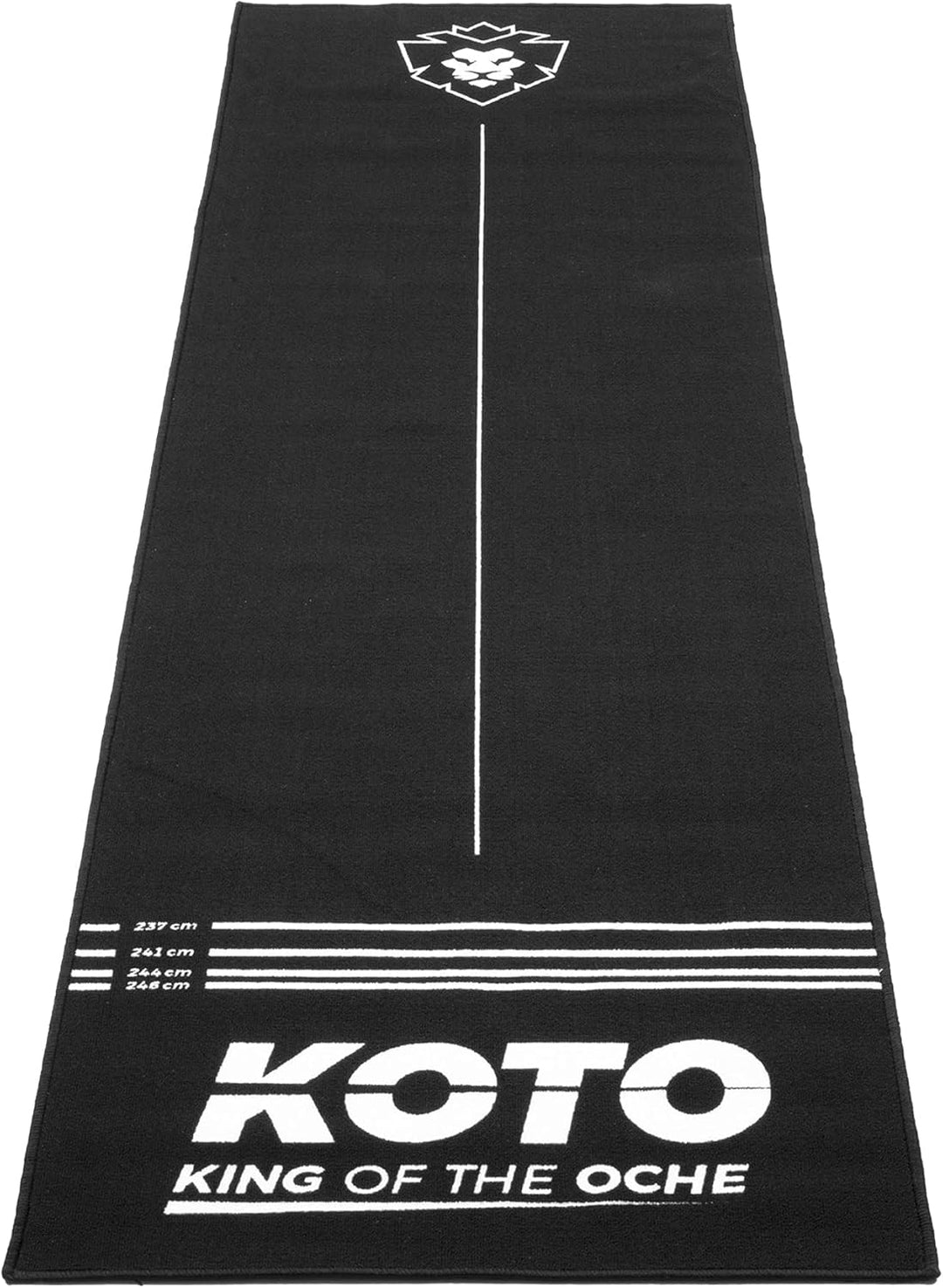 KOTO - Schwarze Teppich Dartmatte 285 x 80 cm, Gummi Dartmatte, 4 Wurfleinen, Mittellinie, & Boden u