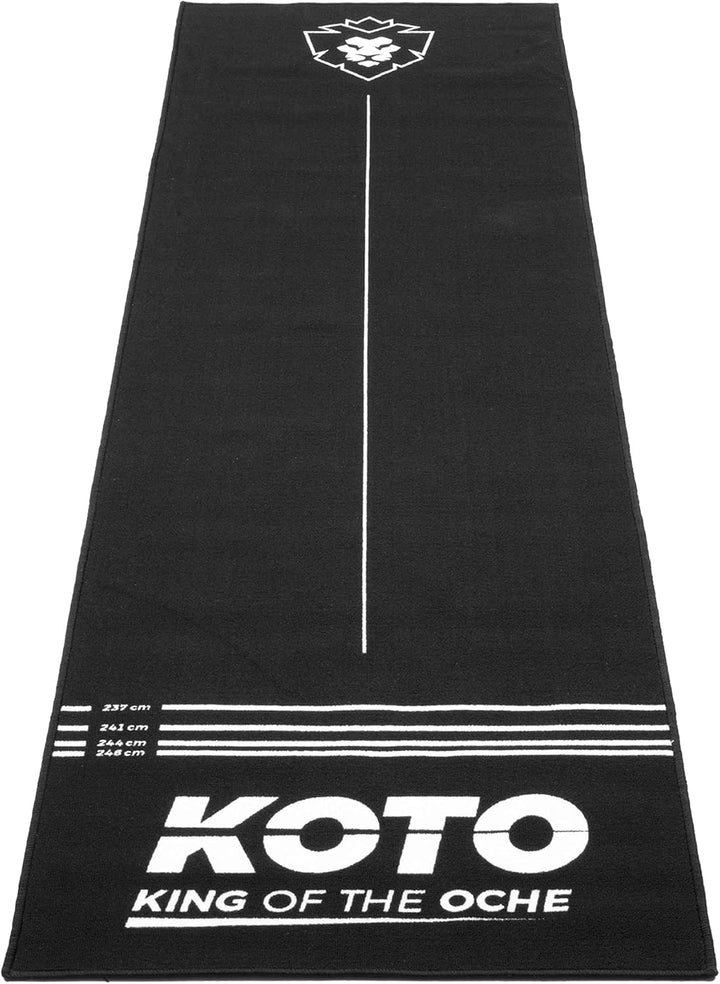 KOTO - Schwarze Teppich Dartmatte 285 x 80 cm, Gummi Dartmatte, 4 Wurfleinen, Mittellinie, & Boden u