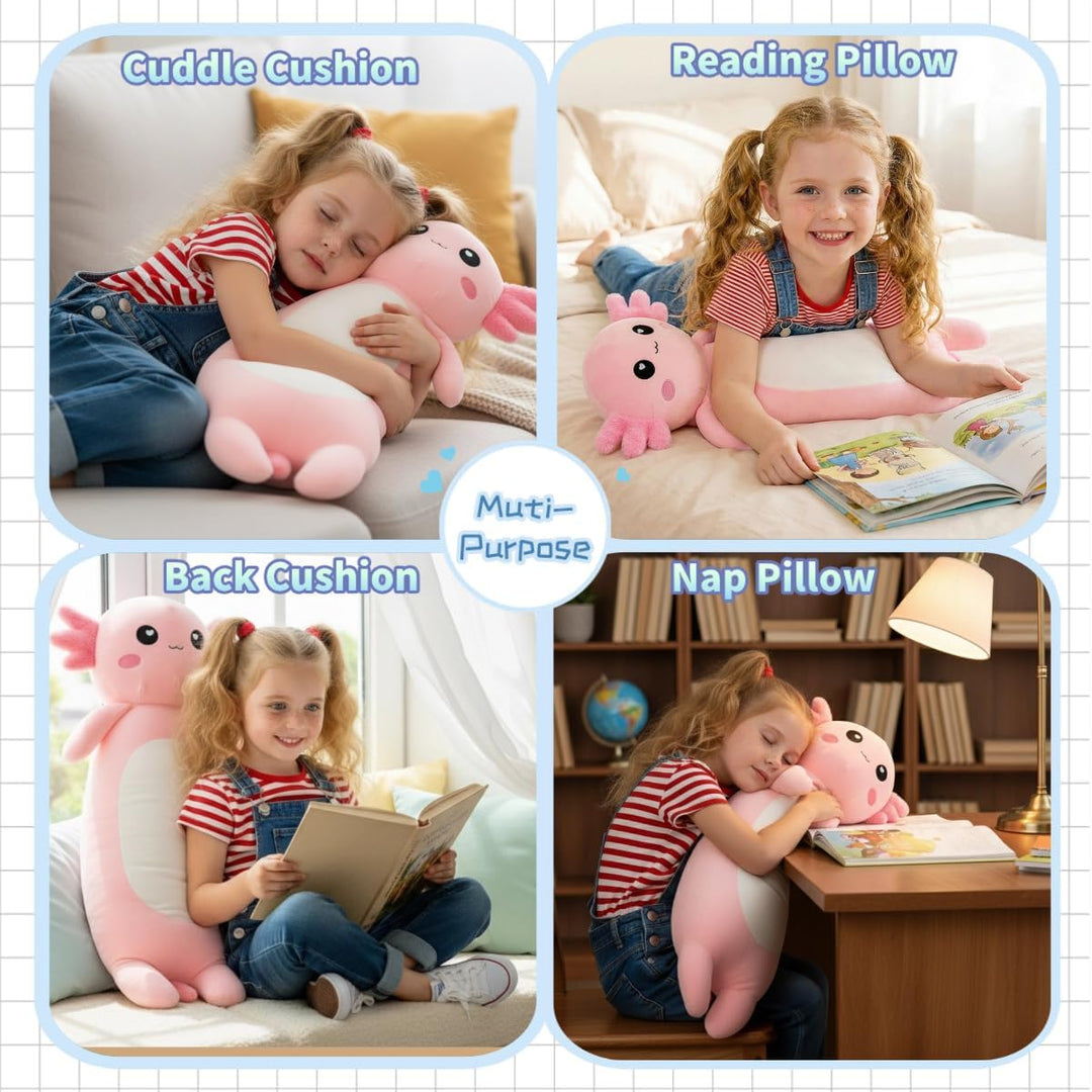 Kekeso Langes Axolotl Plüschtier,Kawaii Axolotl Kuscheltier Stofftier Rosa Axolotl Plüsch-Kissen, fü
