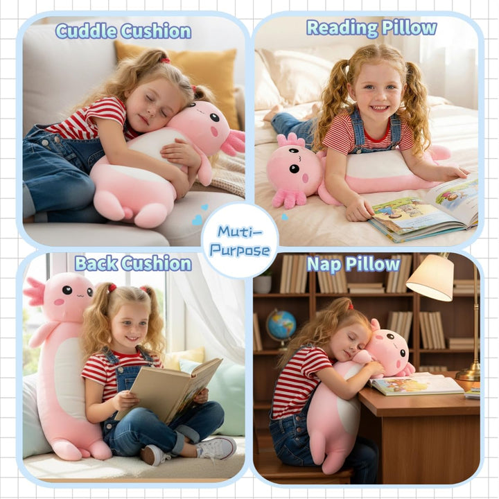 Kekeso Langes Axolotl Plüschtier,Kawaii Axolotl Kuscheltier Stofftier Rosa Axolotl Plüsch-Kissen, fü