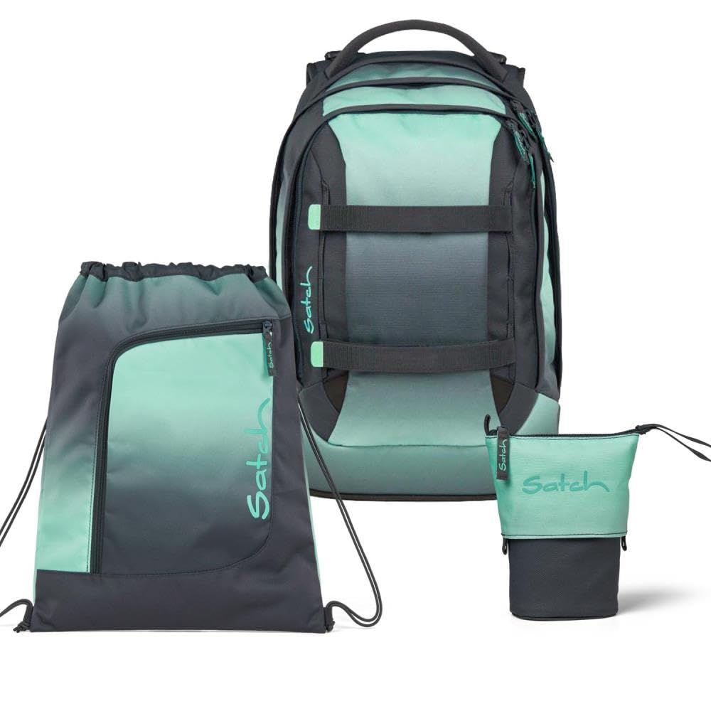 Satch Pack Pencil Slider Light Edition Schulrucksack Set 3tlg. inkl. Sportbeutel (Gradient Mint), Gr