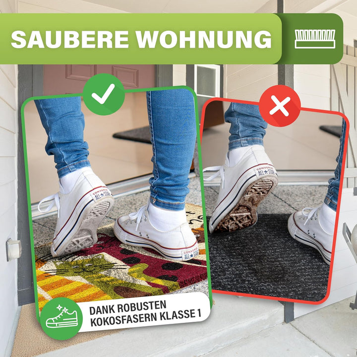 Bodenständig® Kokosmatte Fussmatte Kokos - wetterfest aussen Home Cats, Home Cats