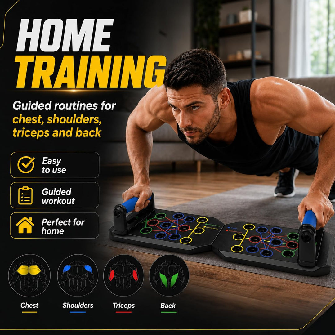 Liegestützbrett Multifunktional Push Up Board mit Ergonomischen Griffen, Farbige Trainingspositionen