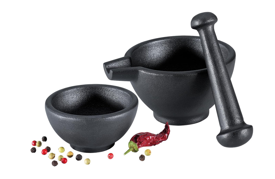 Zassenhaus Mörser-Set 3tlg. Gusseisen, schwarz, 11.5 x 12 x 8 cm, M076073