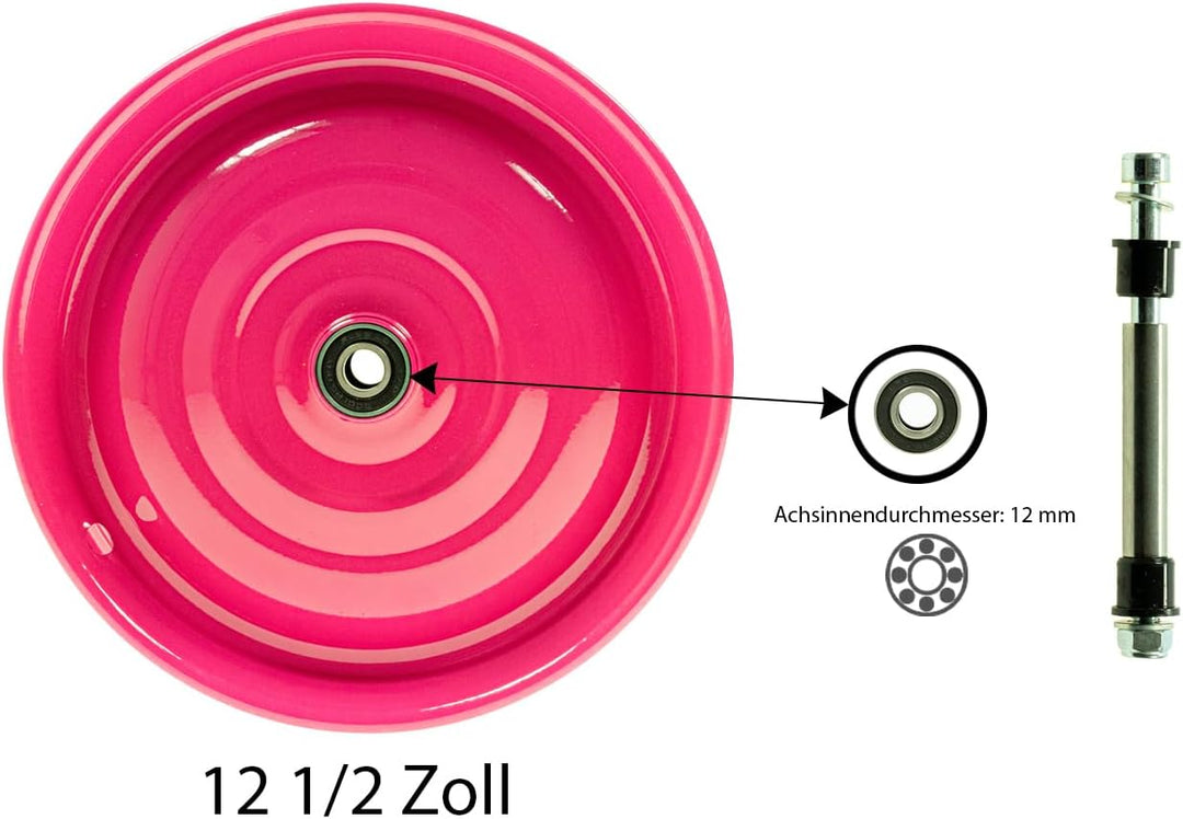 Scheibenrad Anhänger Handwagen Laufrad Rad Felge 12 1/2 Zoll Klaufix DDR (4 Stück Pink), 4 Stück Pin