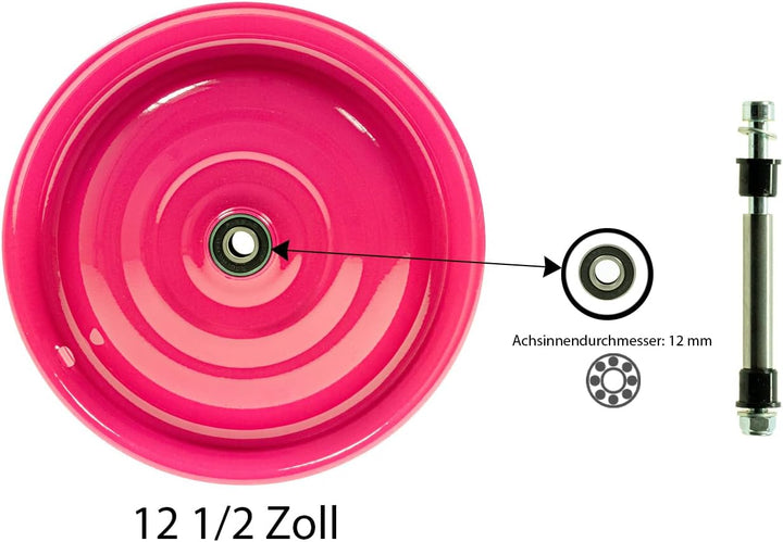 Scheibenrad Anhänger Handwagen Laufrad Rad Felge 12 1/2 Zoll Klaufix DDR (4 Stück Pink), 4 Stück Pin