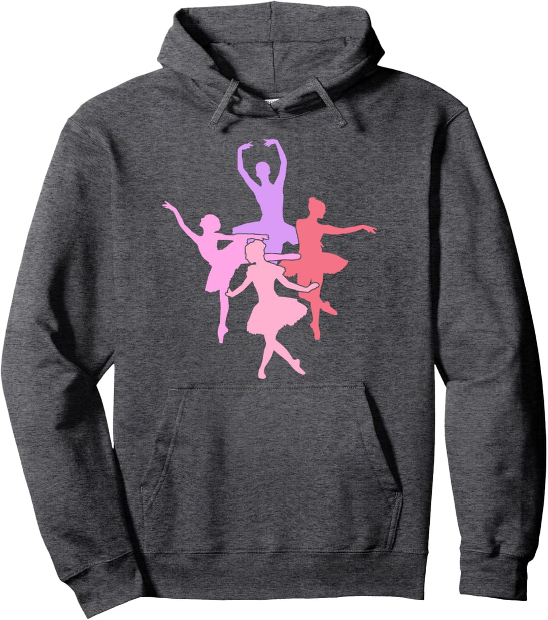 Pink Silhouette Vintage Ballerina Shirts For Women Ballet Pullover Hoodie