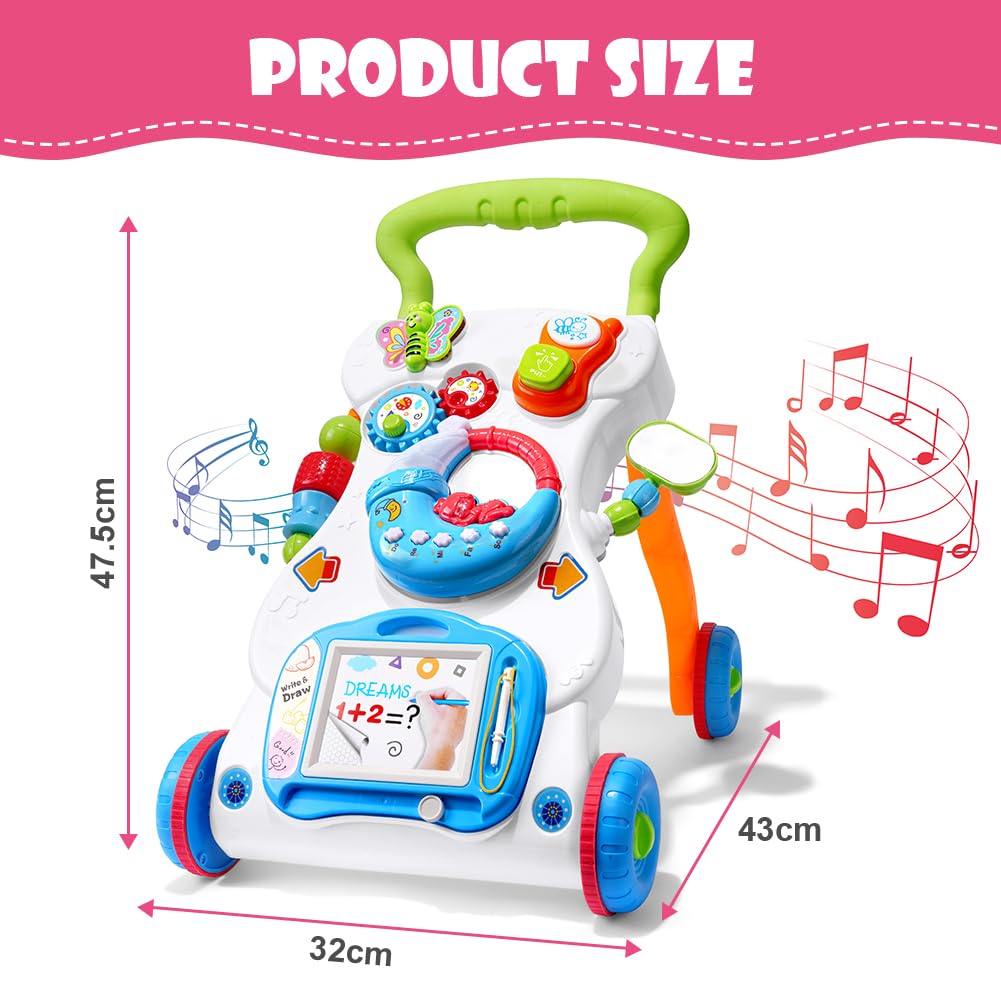 Aolso Lauflernwagen, Baby Spiel und Laufwagen mit regulierbarer Geschwindigkeit, Baby Walker Gehhilf