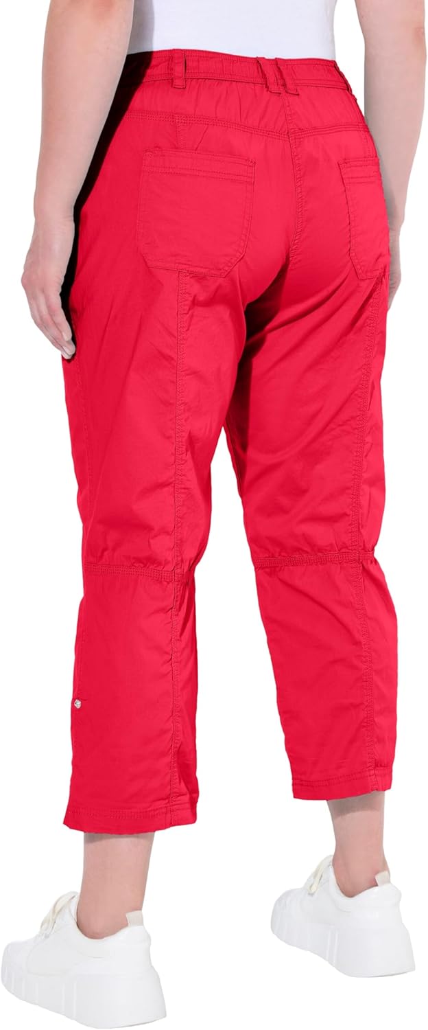 Ulla Popken Damen grosse Grössen Cargohose mit Krempelbein Hose, rot, 52