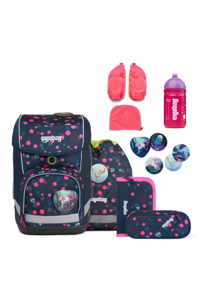 ergobag cubo Bundle Set ergonomischer Schulrucksack, Set 7-teilig plus Seitentaschen Zip-Set und Tri