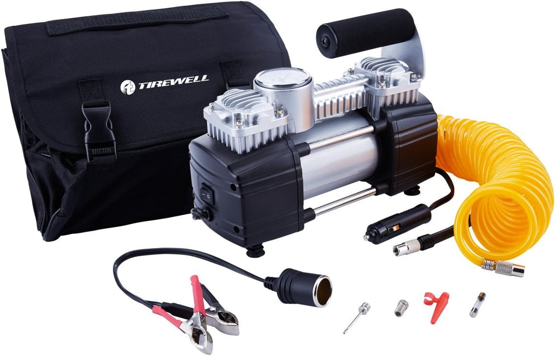 TIREWELL 12 V Reifenfüller - Heavy Duty Double Zylinder Direct Drive Metall Pumpe 150PSI, Air Kompre