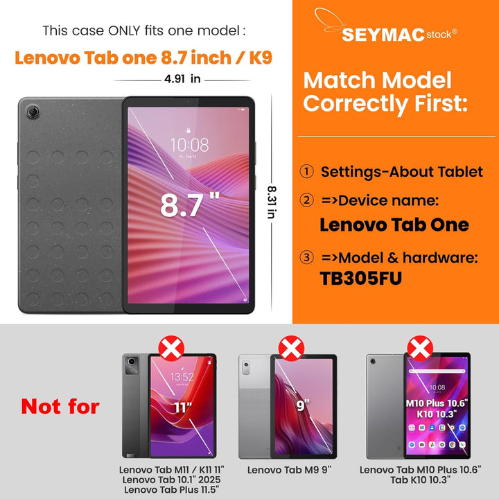 SEYMAC stock Hülle für Lenovo Tab One/Tab K9 (TB-305FU/TB-305XU) 8.7 inch 2025, Stossfeste Hülle mit