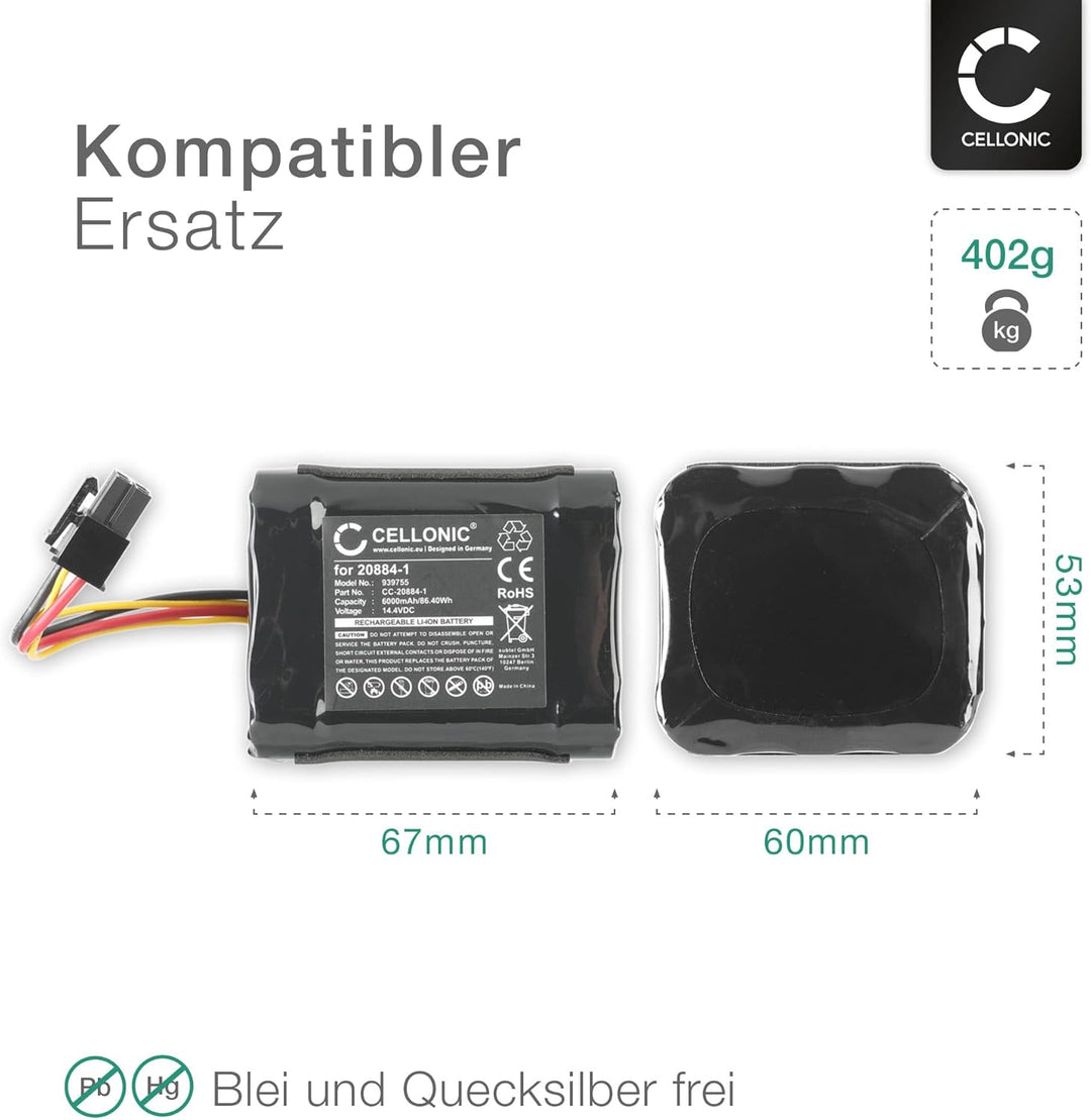 CELLONIC, Akku für Staubsauger kompatibel mit Vorwerk Kobold VR200, 20884-1, 4NCR18650P2-C001A (14.4