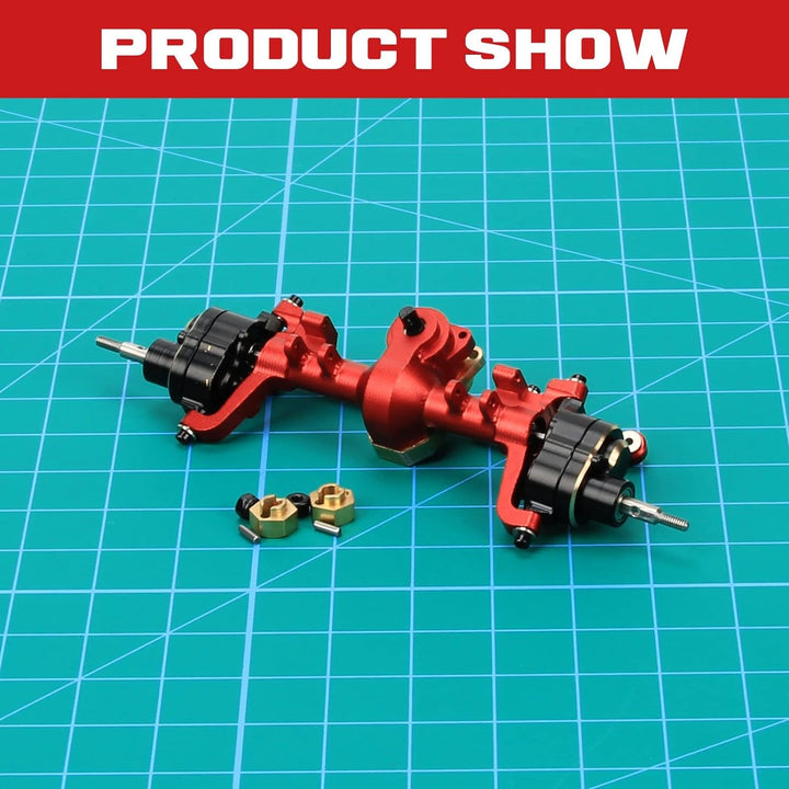 RCAWD Vorderachsengehäuse & Stahlgetriebe für Axial 1-24 SCX24 Crawlers Upgraded Teil (Rot), Rot