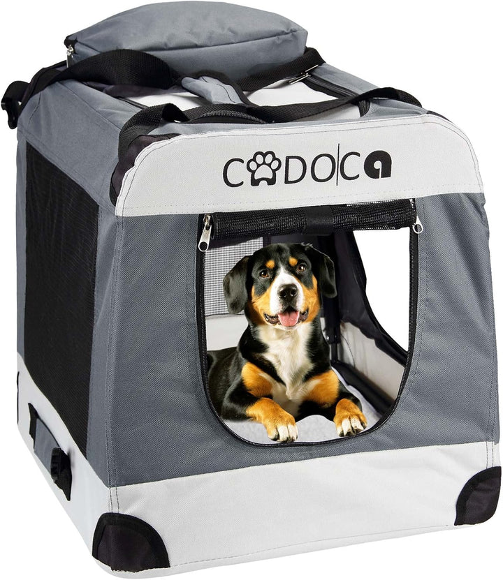 Cadoca® Hundebox Hundetransportbox faltbar robust L 70x52x50cm atmungsaktiv Transporttasche Haustier