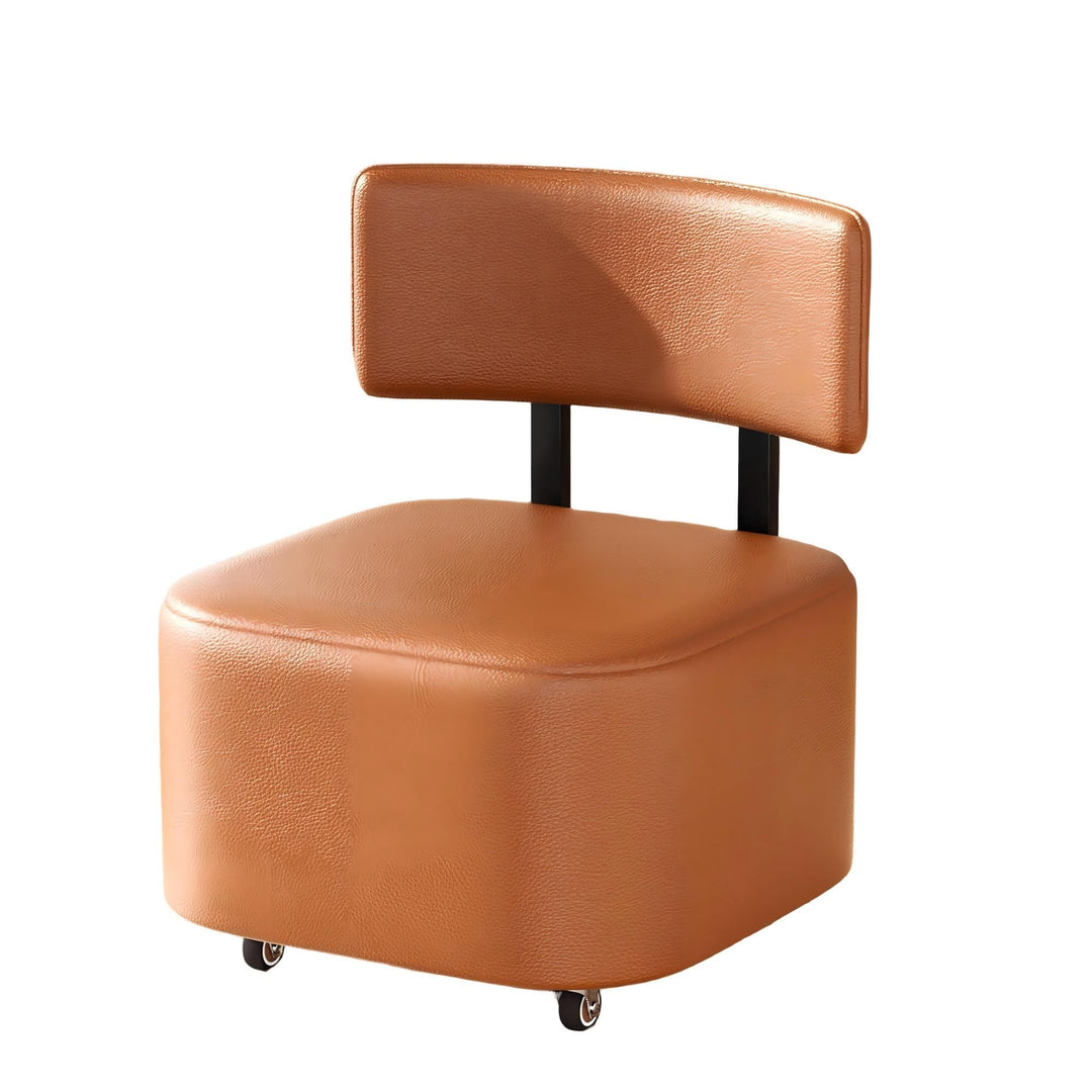 Rollstuhl PU-Leder Niedriger Rollhocker, Kleiner Hocker Mit Rollen Und Rückenlehne, Rollhocker Tritt