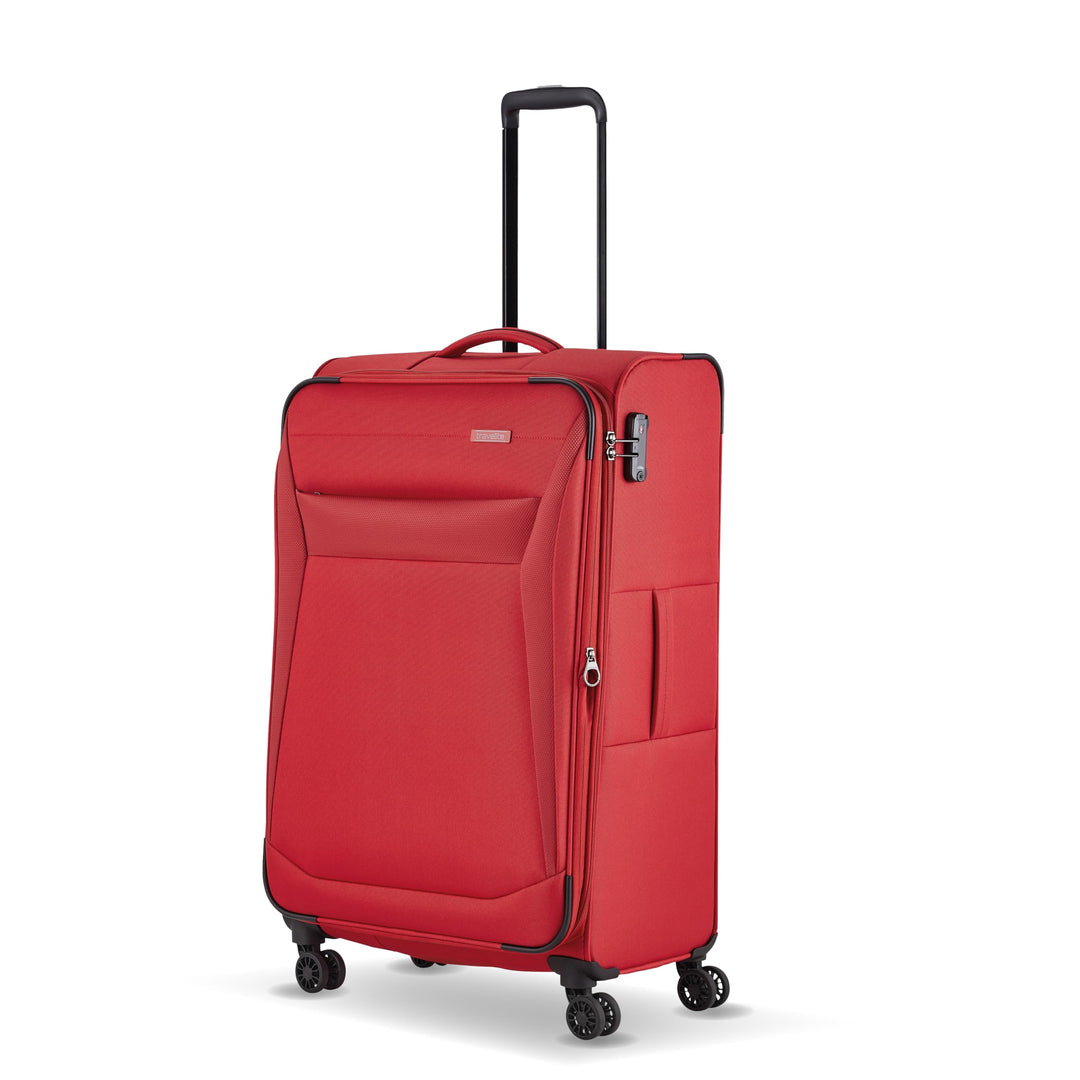 travelite 4-Rad Koffer Grösse L Weichschale, Gepäck Serie CHIOS mit Dehnfalte + Kantenschutz, Trolle