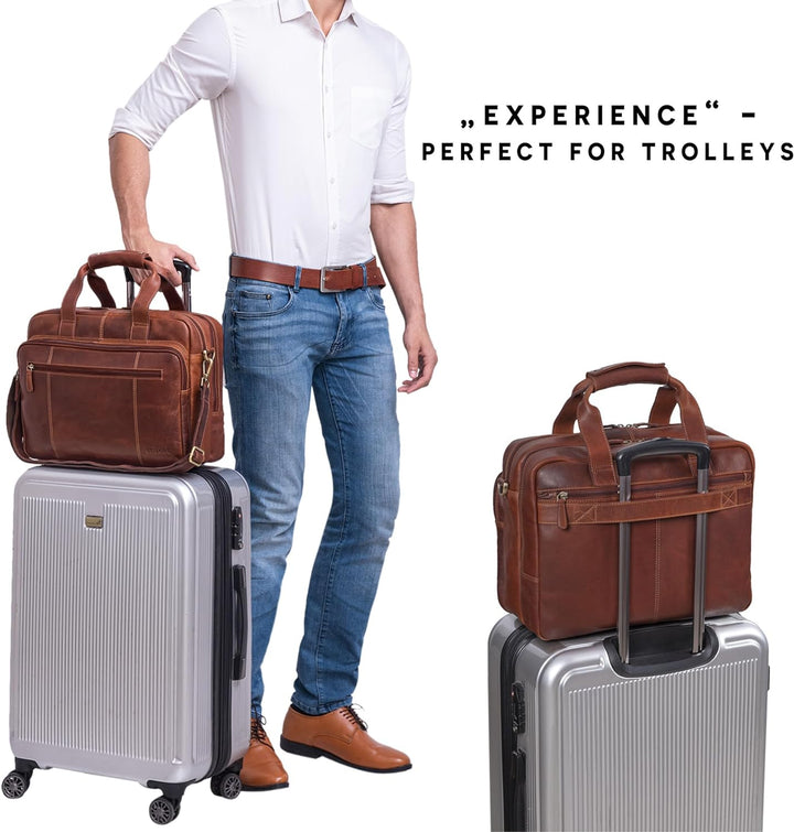 STILORD 'Experience' Vintage Lehrertasche Leder gross für Herren Damen XL Aktentasche Business Schul