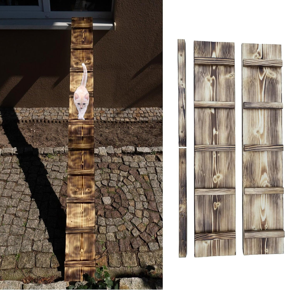 Katzenleiter Katzentreppe Geflammt Katzenstufe für Balkon Fenster mit Metallhaken 1m - 6m (Länge: 5