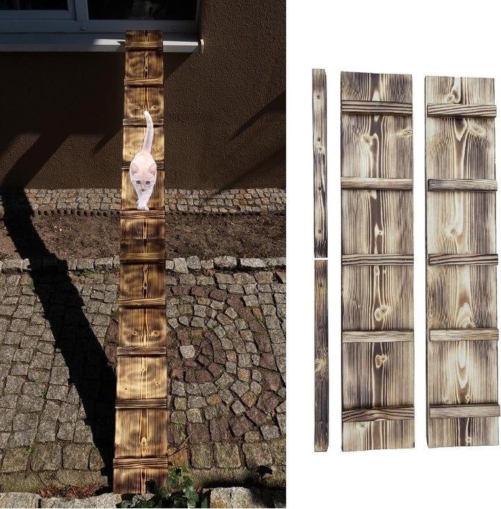 Katzenleiter Katzentreppe Geflammt Katzenstufe für Balkon Fenster mit Metallhaken 1m - 6m (Länge: 5