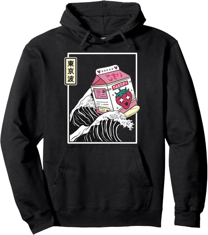 Erdbeermilchkarton Japan Kanagawa Wave Kawaii Beauty Pullover Hoodie