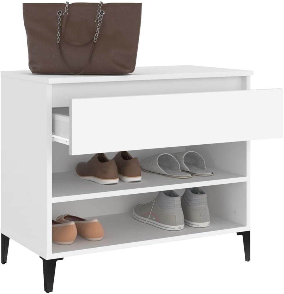 FIRBNUS Schuhregal Weiss 70x36x60 cm Holzwerkstoff Schuhorganizer Schuhaufbewahrung Schuhschrank Hol