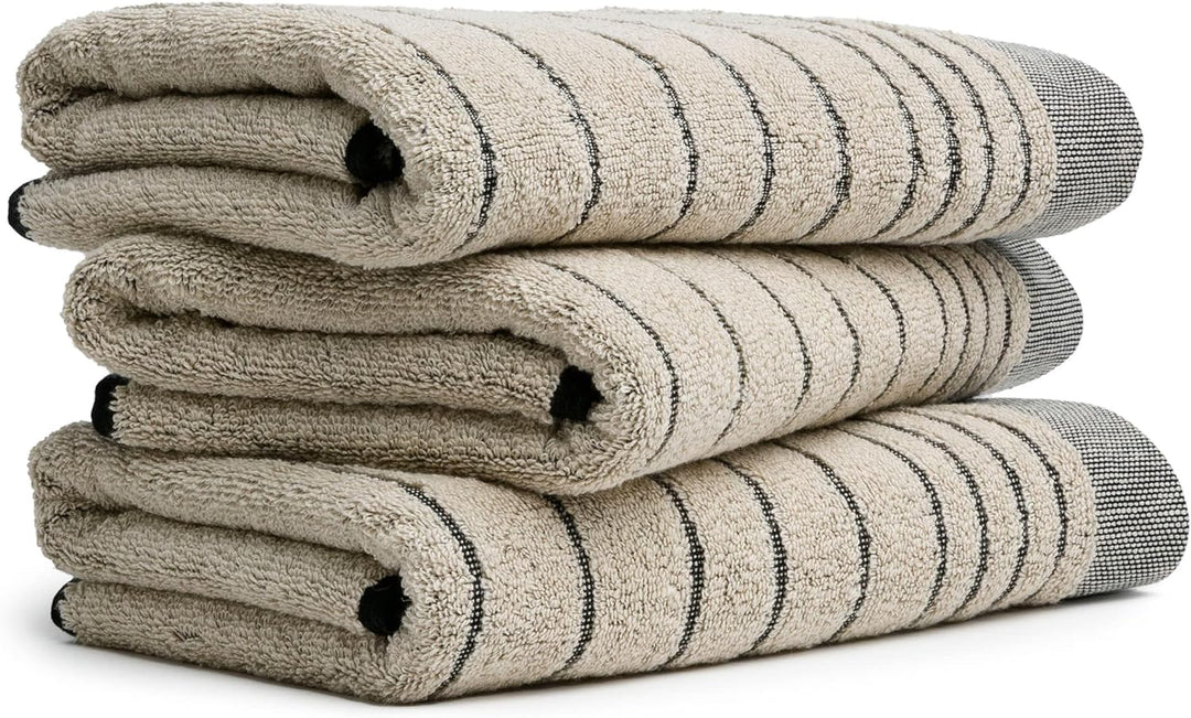 möve Eden Duschtuch Querstreifen mit Schlauchsaum 80 x 150 cm aus 80 % Baumwolle / 20 % Leinen, natu