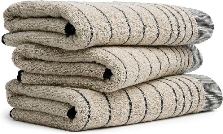 möve Eden Duschtuch Querstreifen mit Schlauchsaum 80 x 150 cm aus 80 % Baumwolle / 20 % Leinen, natu
