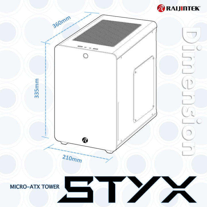 RAIJINTEK Styx Micro-ATX Tower Computer Fall – Schwarz, schwarz