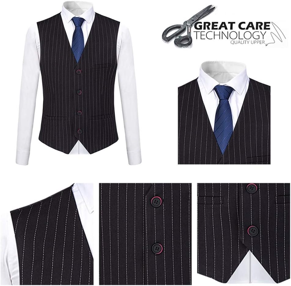 YOUTHUP Anzug Herren Slim Fit 3 Teilig Vertikale Streifen Anzüge Business Herrenanzug Sakko Weste Ho