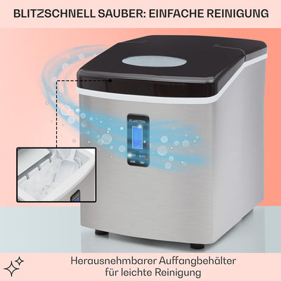 Eiswürfelmaschine 15 kg/Tag I 3 Würfelgrössen I kein Nachgeschmack I Timer-Funktion, Eiswürfelbereit