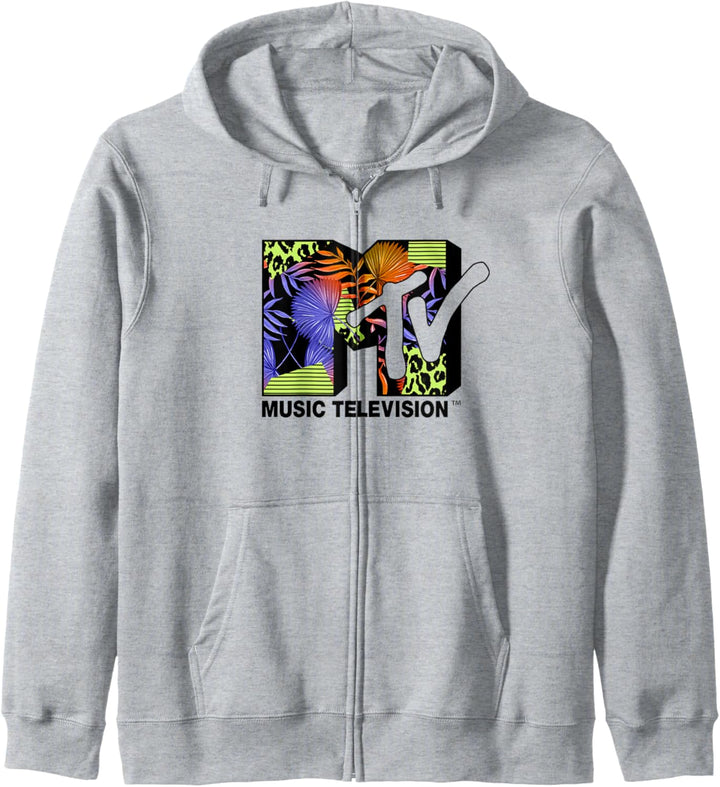 MTV Neon Tropical Flower Fill Logo Kapuzenjacke