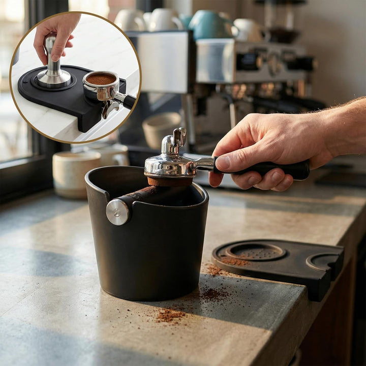 Abklopfbehälter für Siebträger Espresso Abklopfbehälter Knock Box Kaffeesatz Behälter mit Abnehmbare