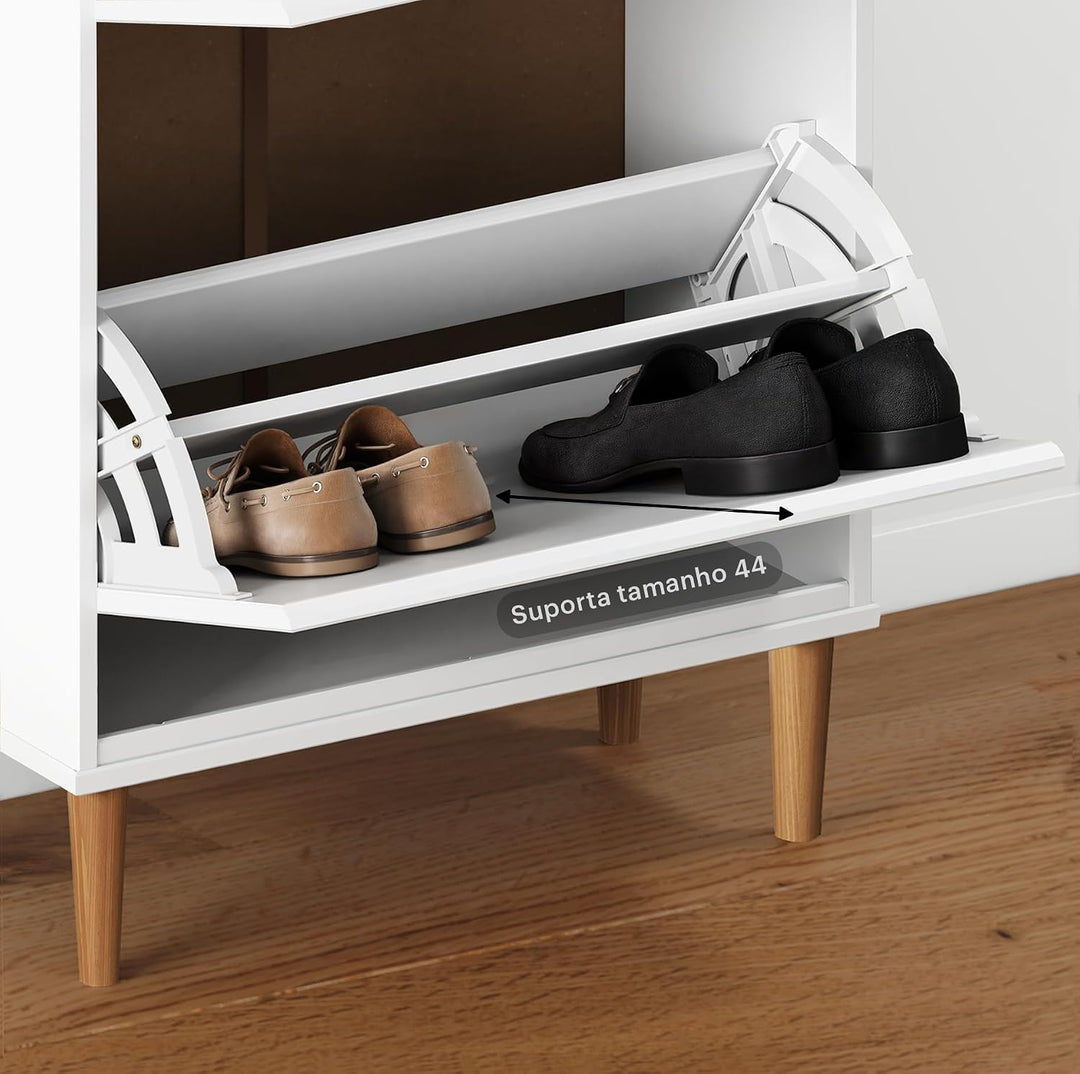 IDIMEX Schuhkipper MIKKA mit 2 Klappen, weiss/Eiche - schmaler Schuhschrank, platzsparende Schuhkomm