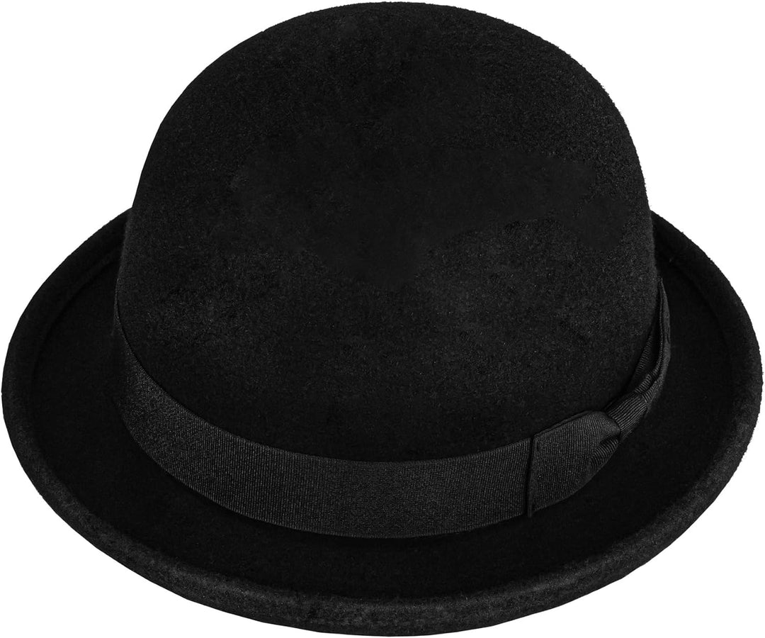 CXQRR Black Bowler Derby Hat Short Rolled Brim Fedora Hat for Men and Women M Schwarz, M Schwarz
