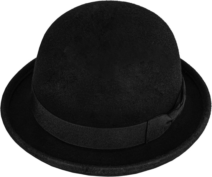CXQRR Black Bowler Derby Hat Short Rolled Brim Fedora Hat for Men and Women M Schwarz, M Schwarz