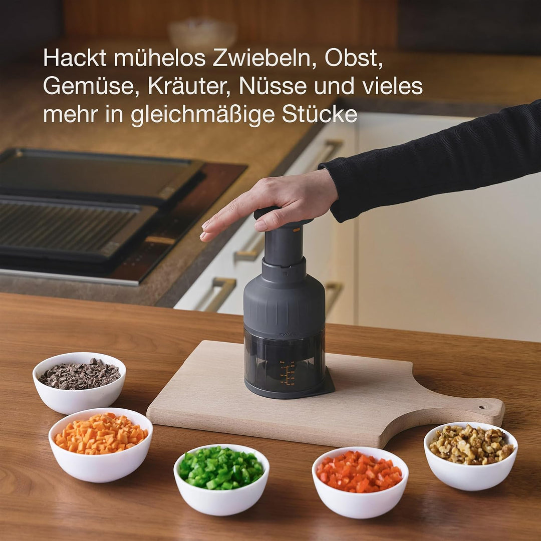 Zyliss Zick Zick 3 Manueller Lebensmittelzerkleinerer, manueller Gemüseschneider und -würfelschneide