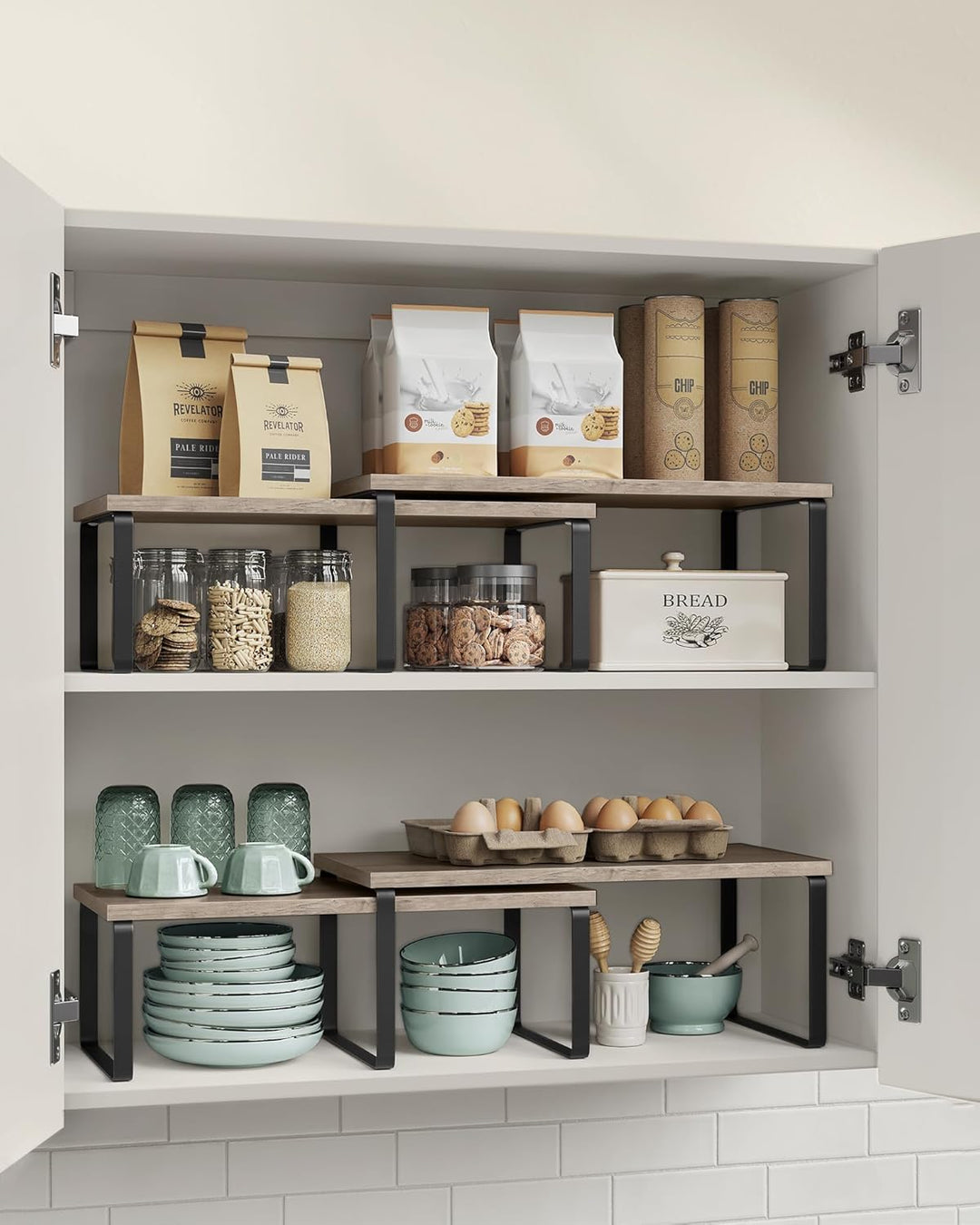 SONGMICS Gewürzregal, 2er Set Küchen-Organizer, Küchenregal, Schrank-Organizer Küche, erweiterbar, k