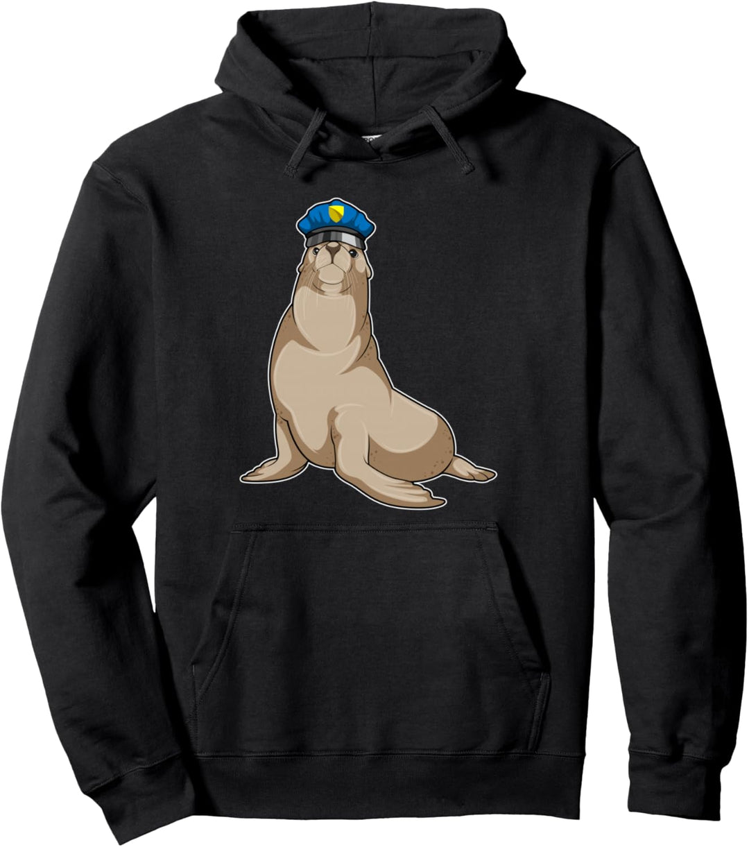 Seehund Polizei Polizist Polizeimütze Pullover Hoodie