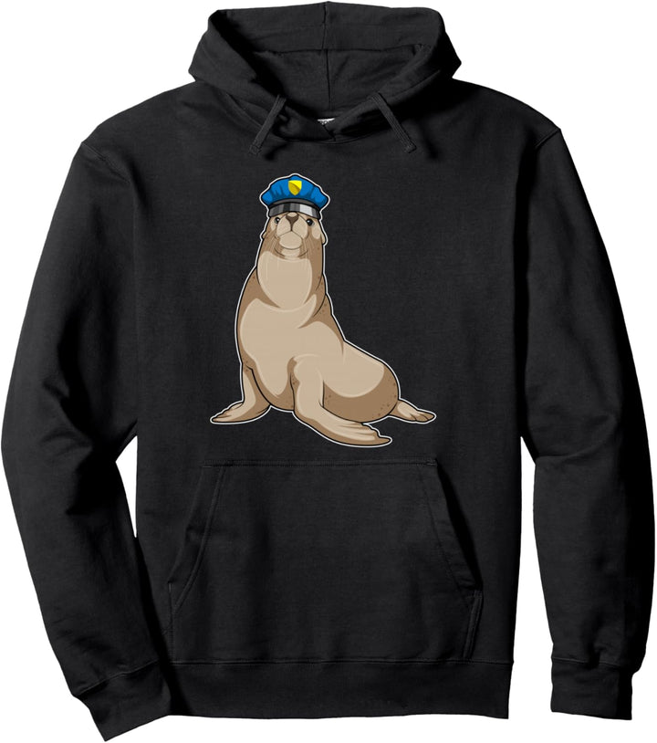 Seehund Polizei Polizist Polizeimütze Pullover Hoodie