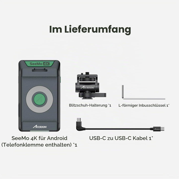 Accsoon SeeMo 4K für Android, tragbares 4K-HDMI-Videoaufnahme- und Streaming-Gerät, H.264-Encoder, U