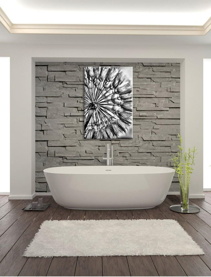 Pixxprint Monocrome, Schöne Pusteblume, Format: 100x70 auf Leinwand, 100x70