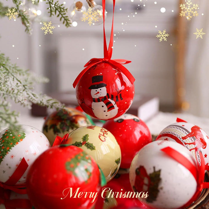 6er Set Christbaumkugel Nostalgie Christmas Tree Decoration Ball Weihnachtsdekorative Plastikkugeln